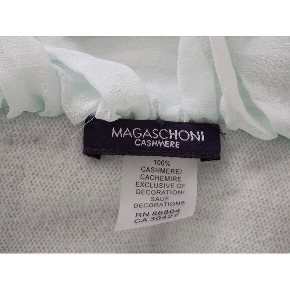 Magaschoni cashmere shawl wrap with rosettes 80 x 25 - Picture 8 of 9